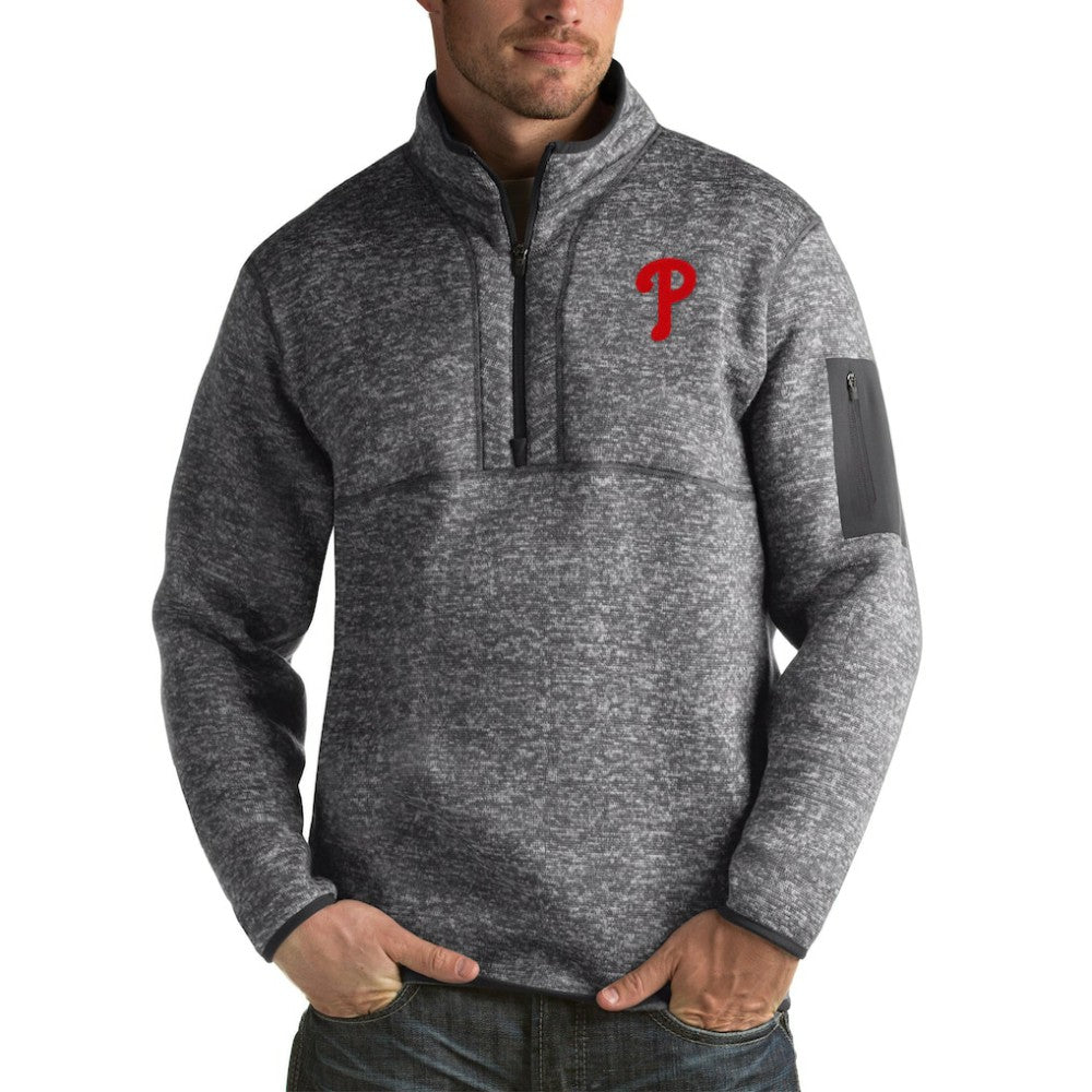 Philadelphia Phillies Antigua Fortune Big & Tall Quarter-Zip Pullover Jacket - Heather Charcoal Jackets