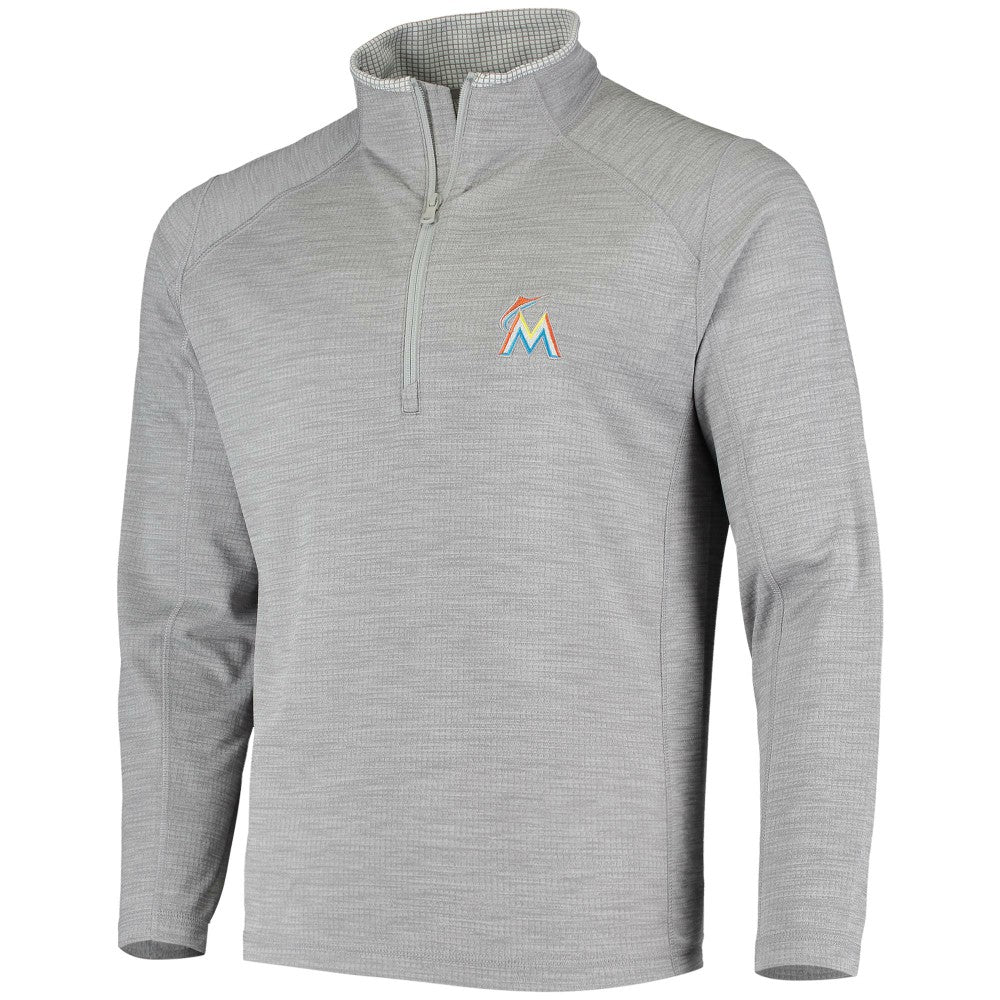 Miami Marlins Vineyard Vines Performance Sankaty Half-Zip Pullover Top - Heather Gray Pullover