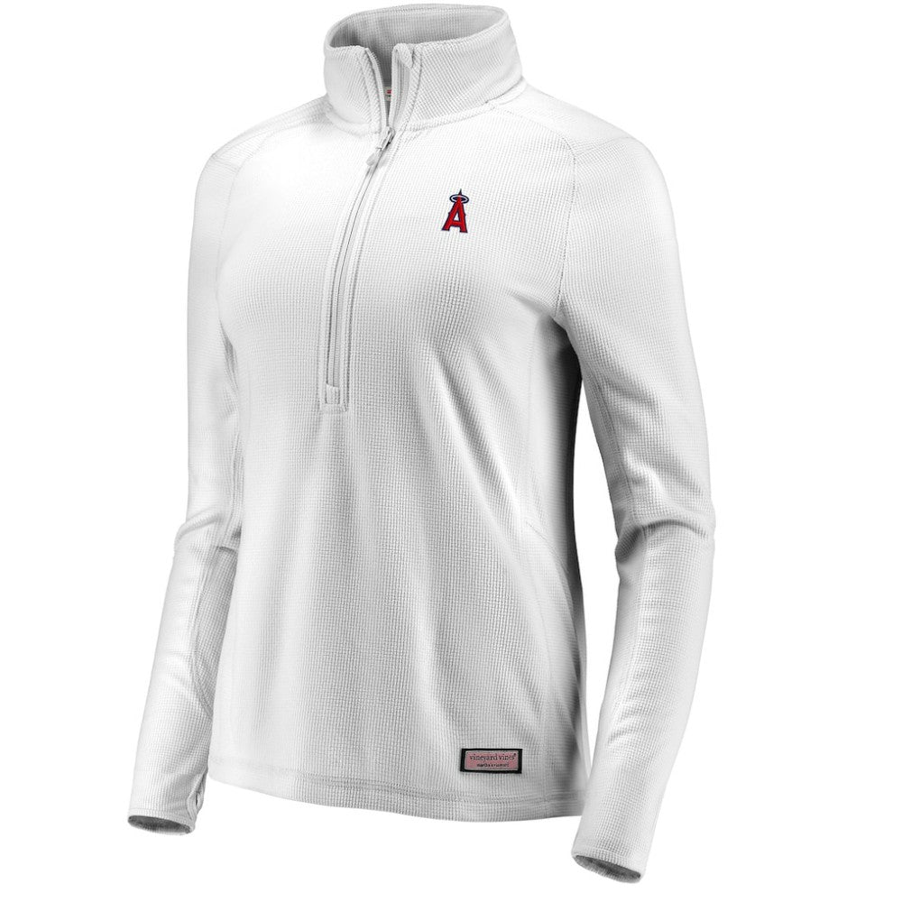 Los Angeles Angels Vineyard Vines Women's Performance Grid Half-Zip Pullover Top - Gray Pullover
