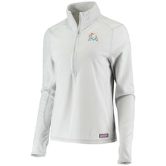 Miami Marlins Vineyard Vines Women's Performance Grid Half-Zip Pullover Top - Gray Pullover