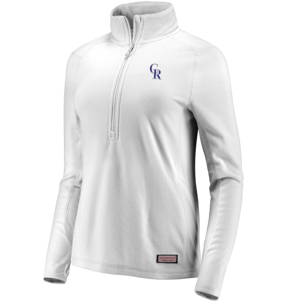 Colorado Rockies Vineyard Vines Women's Performance Grid Half-Zip Pullover Top - Gray Pullover