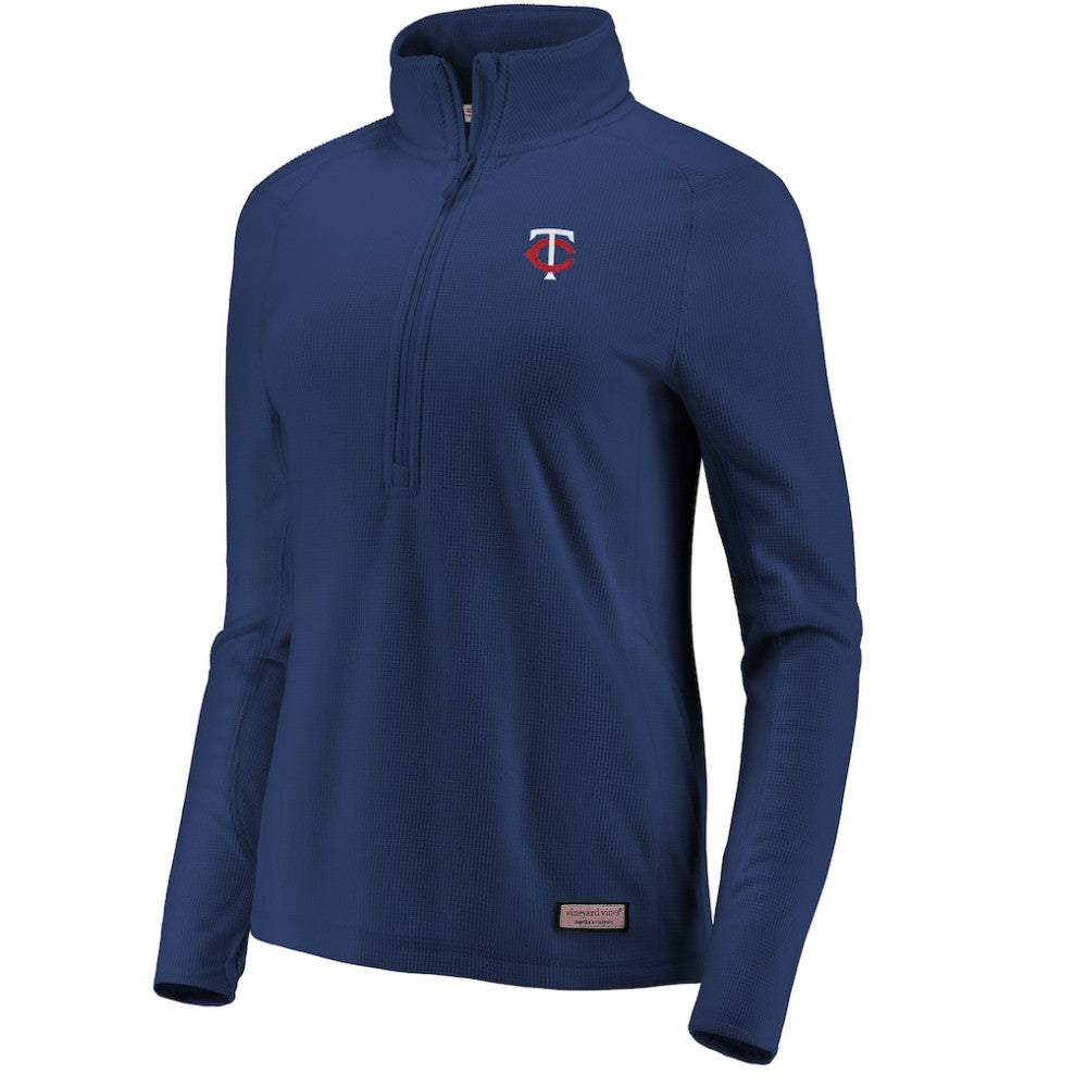 Minnesota Twins Vineyard Vines Women's Performance Grid Half-Zip Pullover Top - Gray Pullover