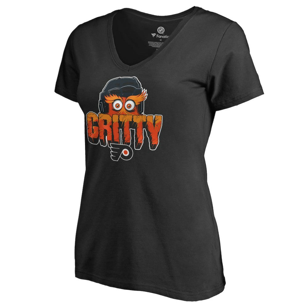NHL Philadelphia Flyers Women's Go Gritty V-Neck T-Shirt - Black