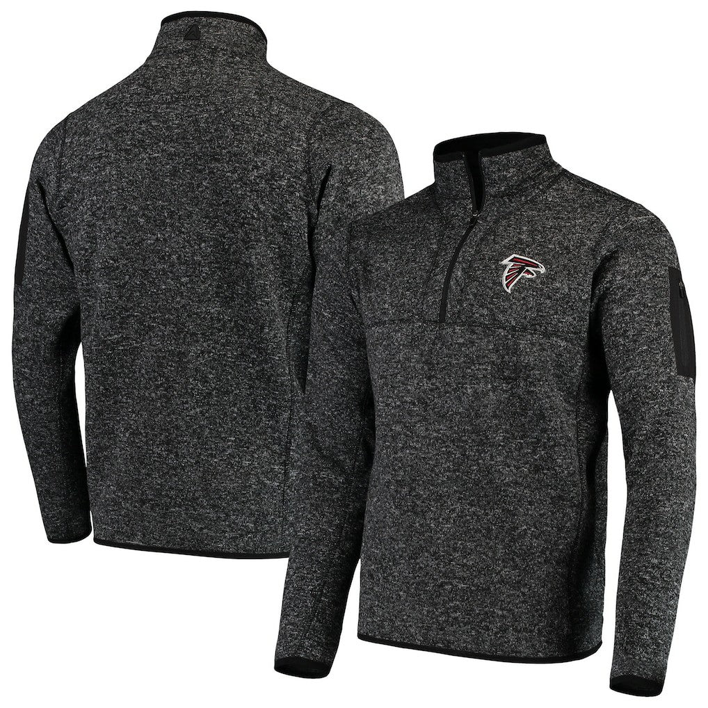Atlanta Falcons Antigua Fortune Quarter-Zip Pullover Jacket Heather Black