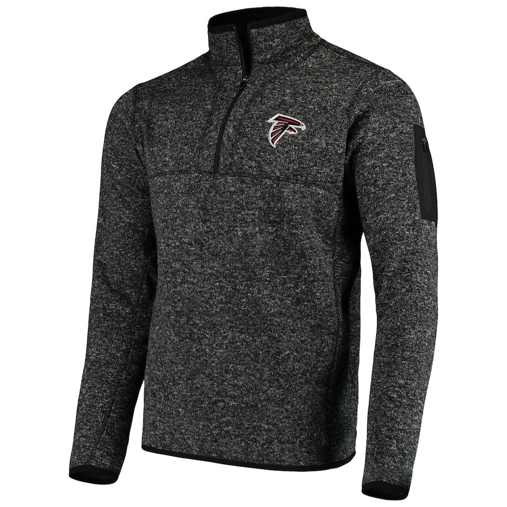 Atlanta Falcons Antigua Fortune Quarter-Zip Pullover Jacket Heather Black
