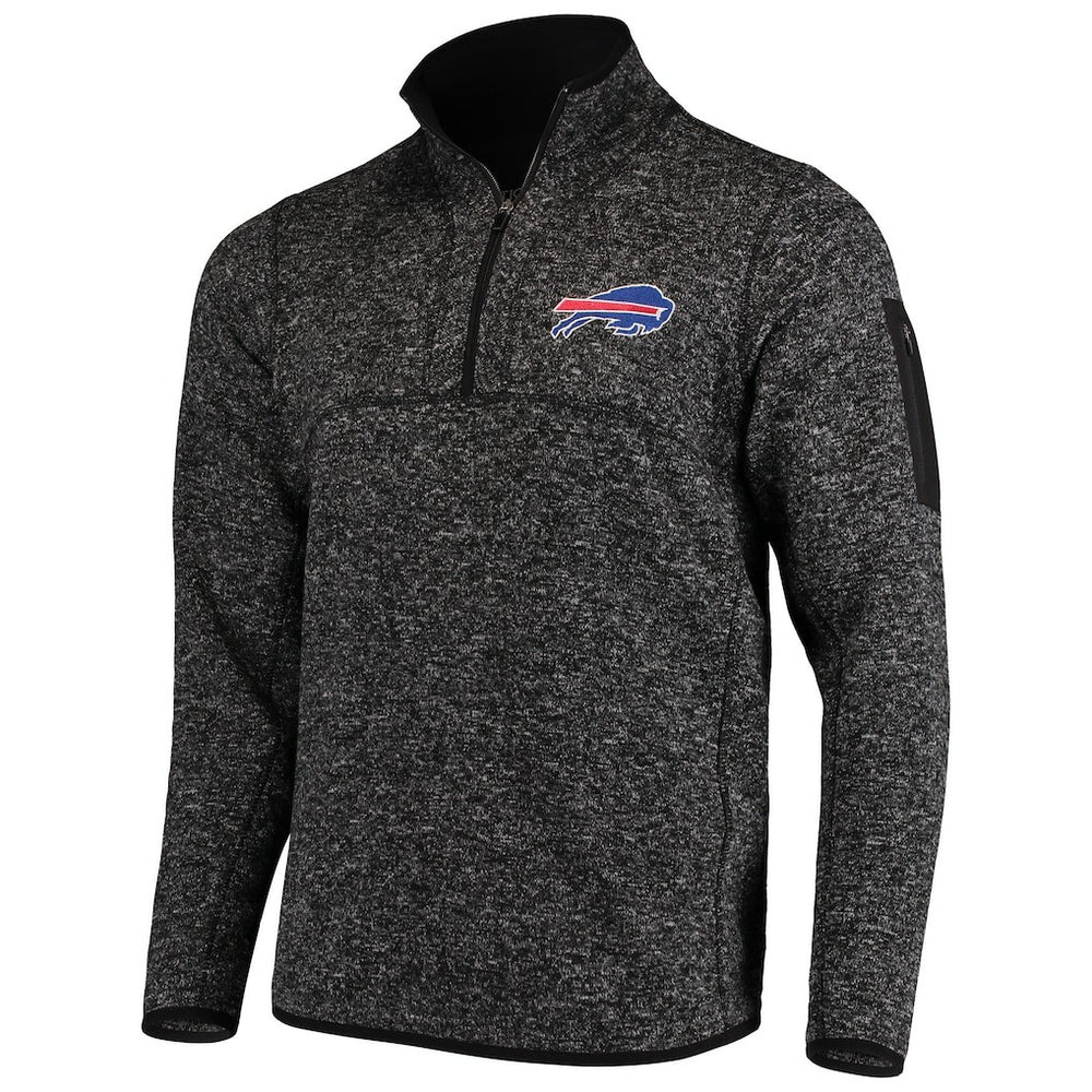 Buffalo Bills Antigua Fortune Quarter-Zip Pullover Jacket Heathered Black
