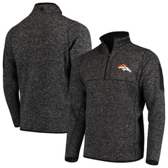 Denver Broncos Antigua Fortune Quarter-Zip Pullover Jacket Heather Black