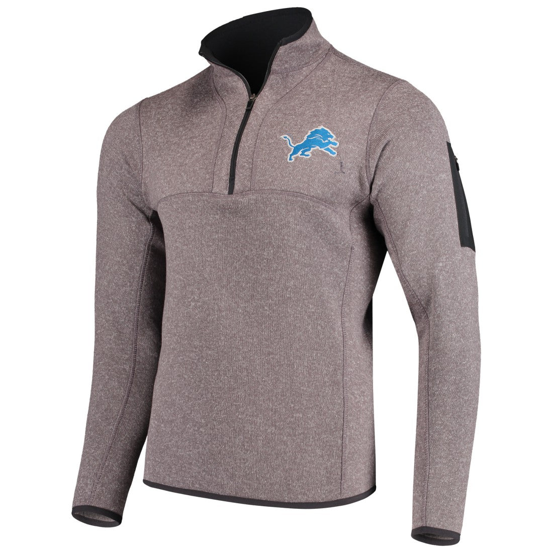 Detroit Lions Antigua Fortune Quarter-Zip Pullover Jacket Charcoal