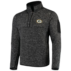Green Bay Packers Antigua Fortune Quarter-Zip Pullover Jacket Heather Black