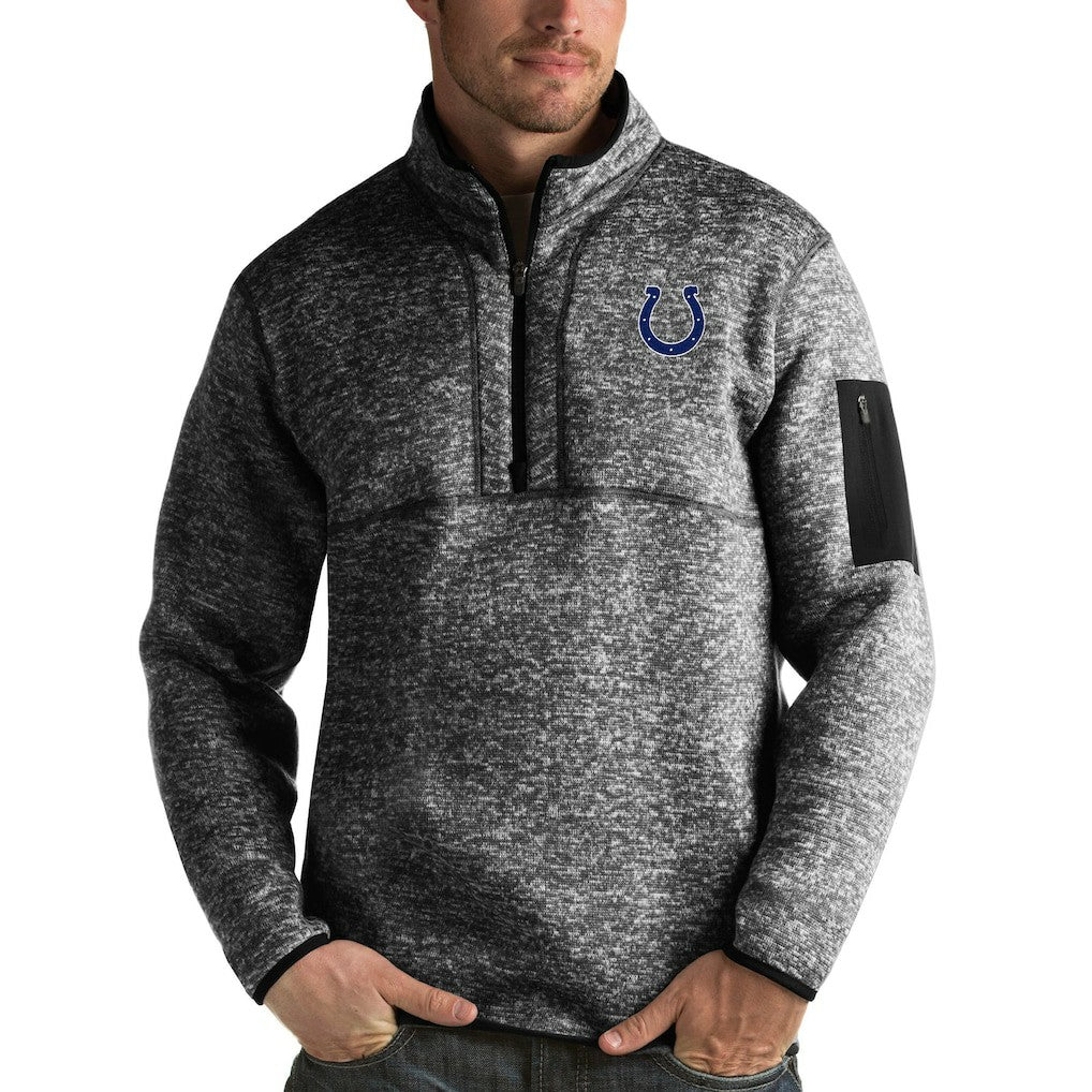 Indianapolis Colts Antigua Fortune Quarter-Zip Pullover Jacket Heather Black