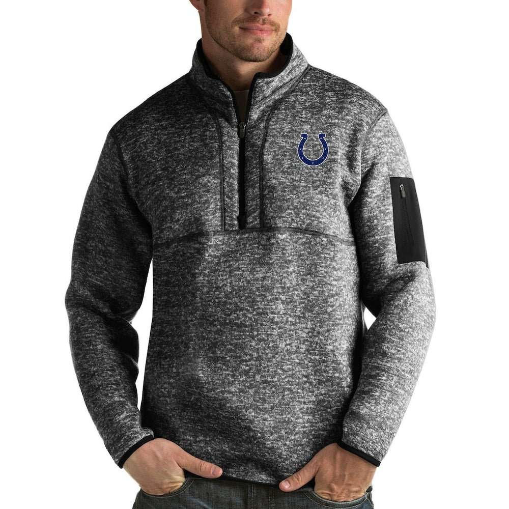 Indianapolis Colts Antigua Fortune Quarter-Zip Pullover Jacket Heather Black