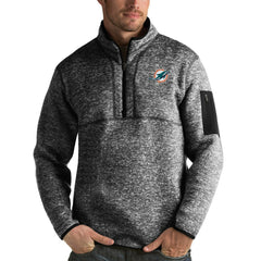 Miami Dolphins Antigua Fortune Quarter-Zip Pullover Jacket Heather Black