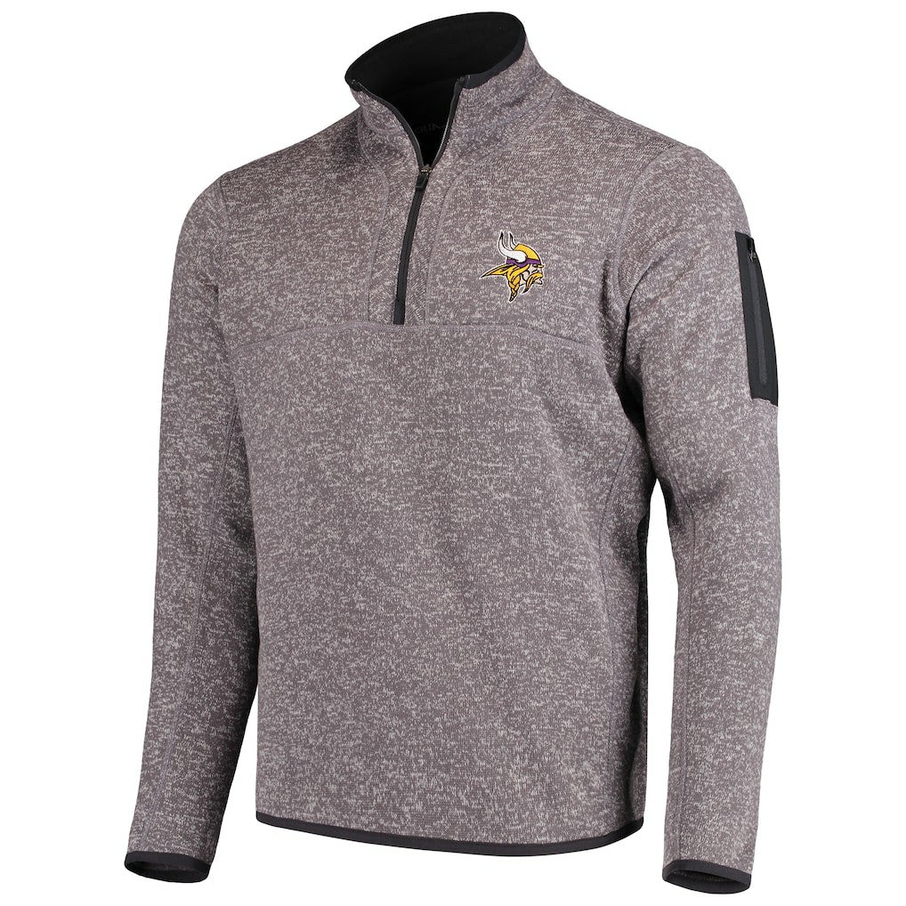 Minnesota Vikings Antigua Fortune Quarter-Zip Pullover Jacket Charcoal