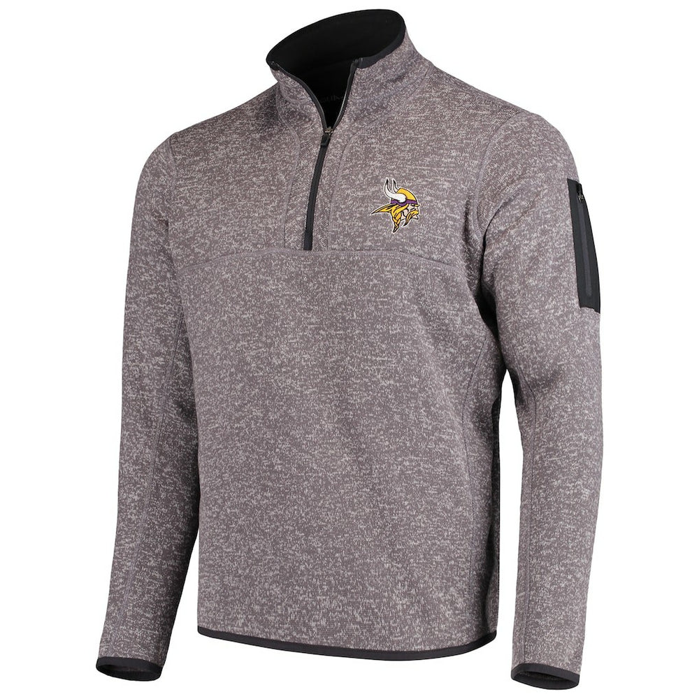 Minnesota Vikings Antigua Fortune Quarter-Zip Pullover Jacket Charcoal