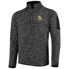 Minnesota Vikings Antigua Fortune Quarter-Zip Pullover Jacket Heather Black