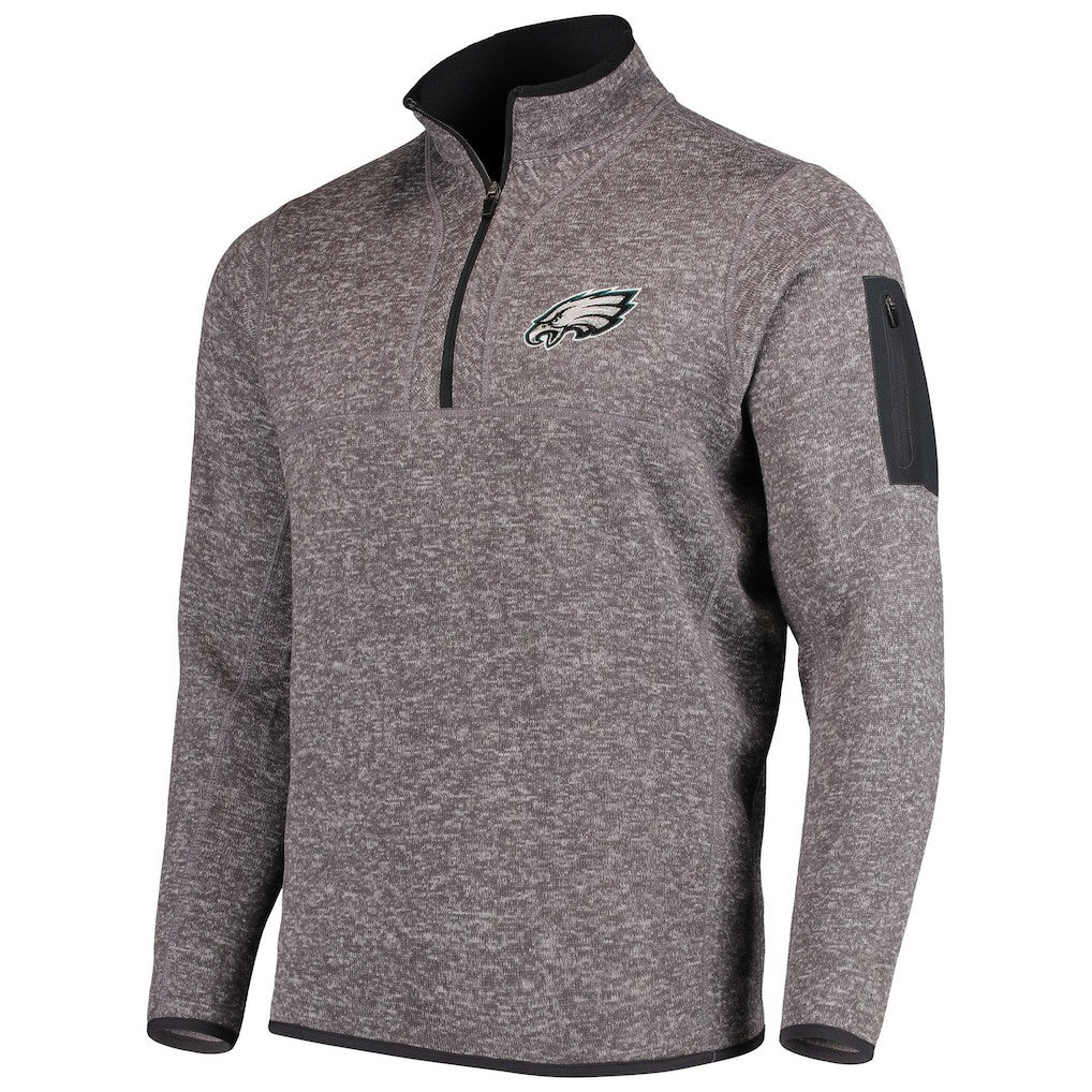 Philadelphia Eagles Antigua Fortune Quarter-Zip Pullover Jacket Charcoal