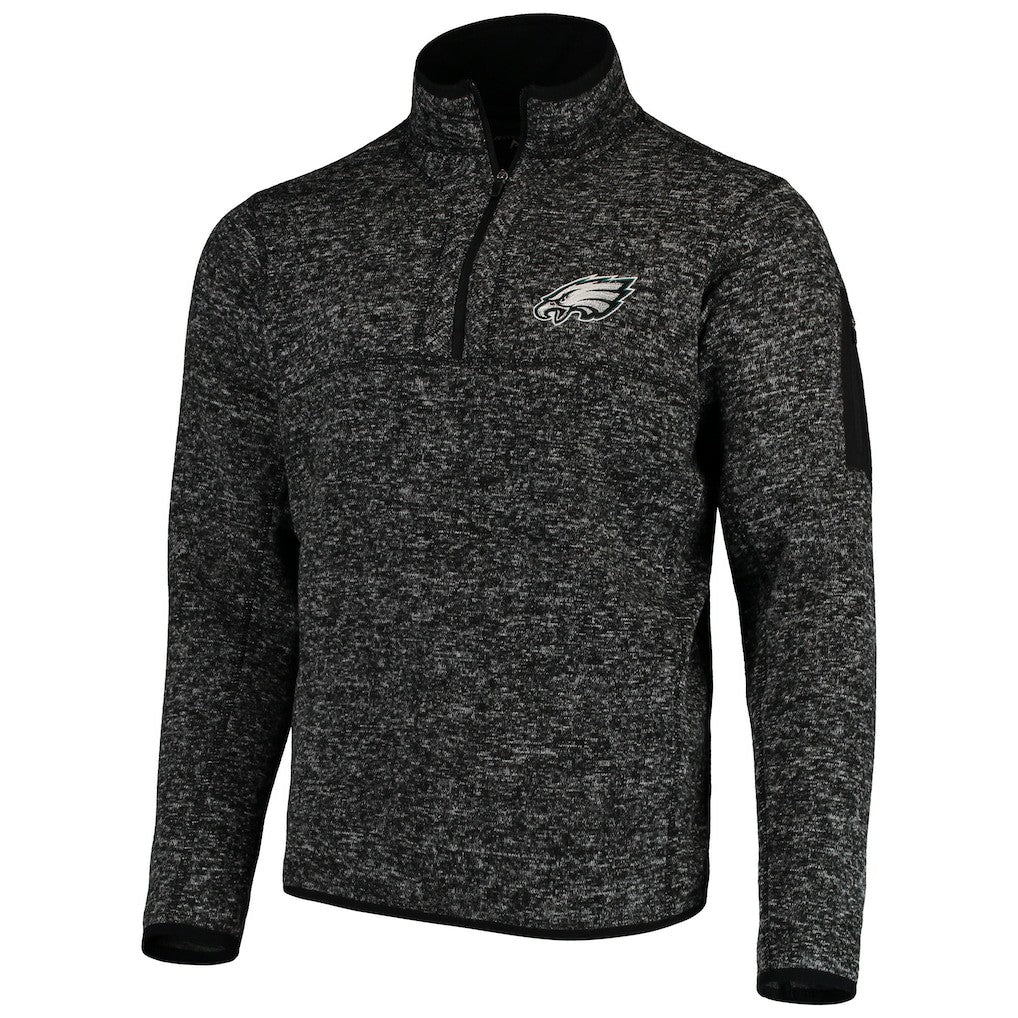 Philadelphia Eagles Antigua Fortune Quarter-Zip Pullover Jacket Heather Black