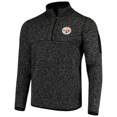Pittsburgh Steelers Antigua Fortune Quarter-Zip Pullover Jacket Heather Black