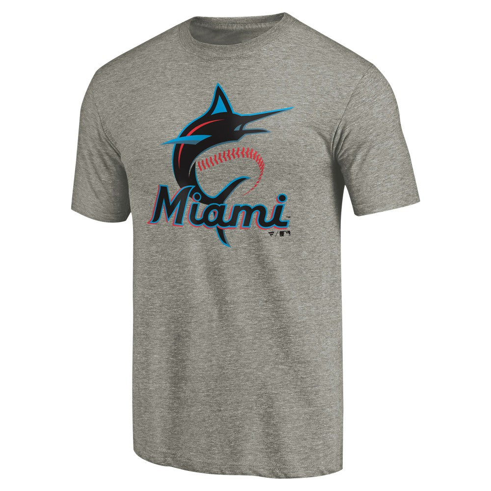 Miami Marlins Primary Logo T-Shirt - Gray T-shirts