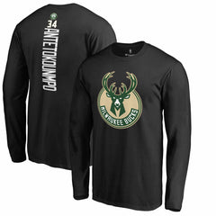 Giannis Antetokounmpo Milwaukee Bucks Team Backer Name & Number Long Sleeve T-Shirt Black