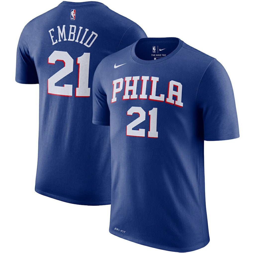 Joel Embiid Philadelphia 76ers Player Name & Number Performance T-Shirt Royal