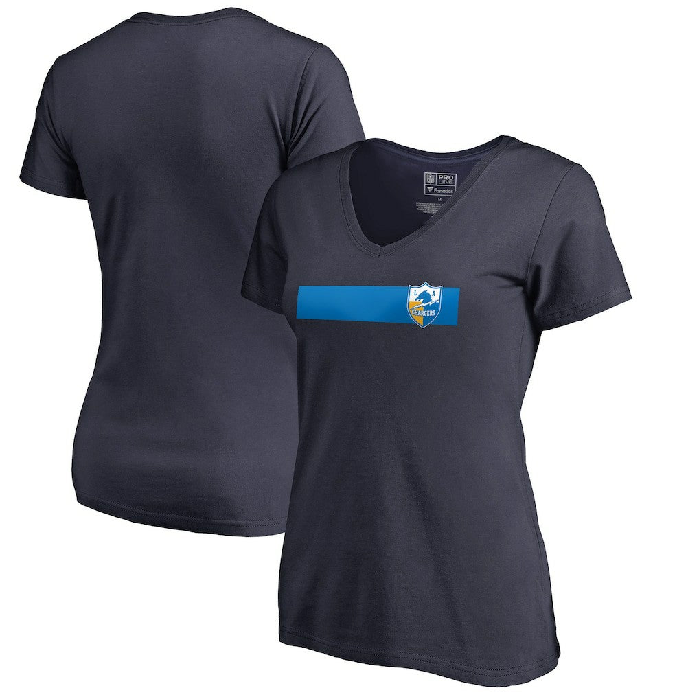 Los Angeles Chargers Women's Retro Shield Logo V-Neck T-Shirt Navy