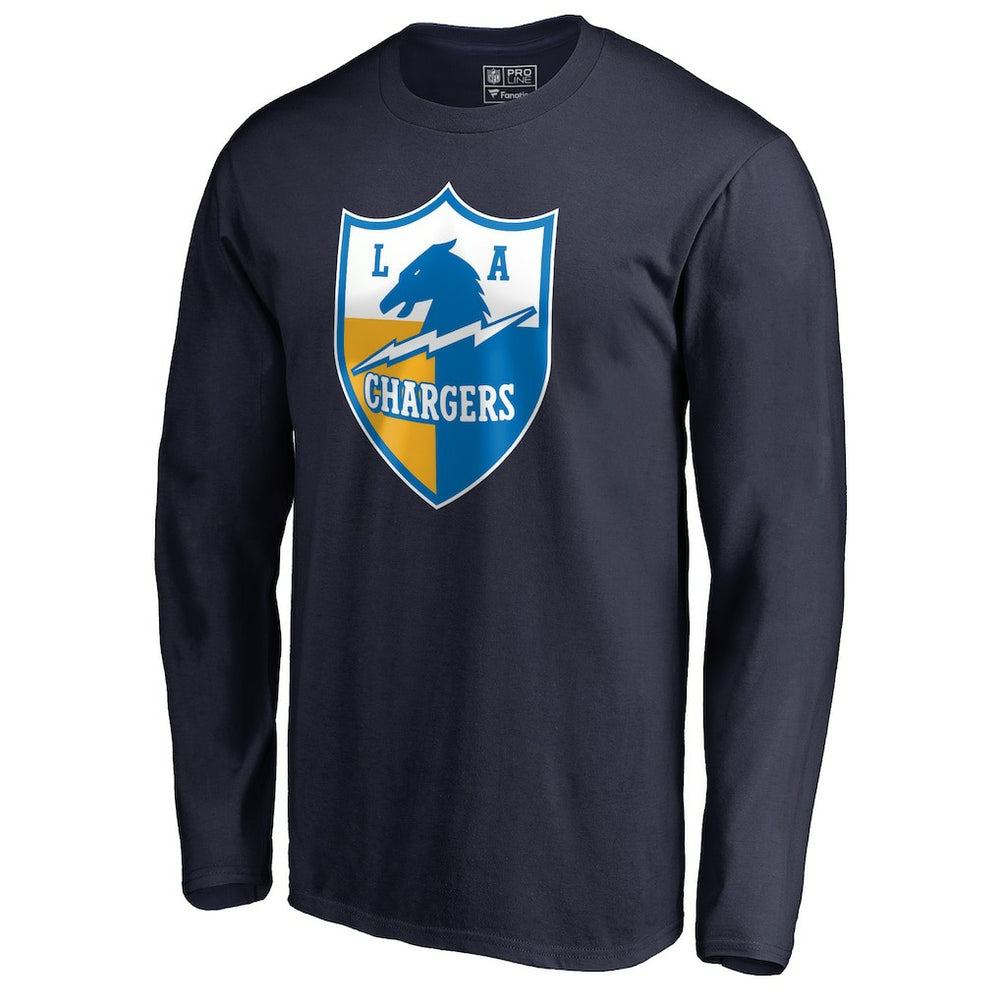Los Angeles Chargers Vintage Shield Logo Long Sleeve T-Shirt Navy