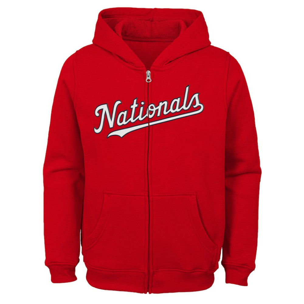 Washington Nationals Youth Team Color Wordmark Full-Zip Hoodie - Red Hoodies