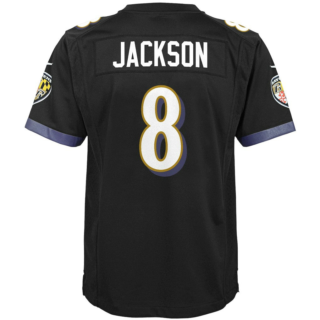 Lamar Jackson Baltimore Ravens Youth Game Jersey Black