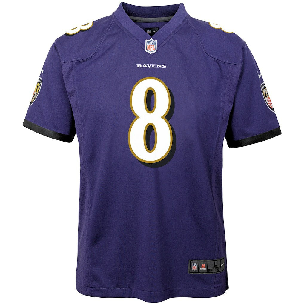 Lamar Jackson Baltimore Ravens Youth Game Jersey Purple