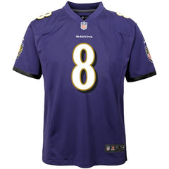 Lamar Jackson Baltimore Ravens Youth Game Jersey Purple