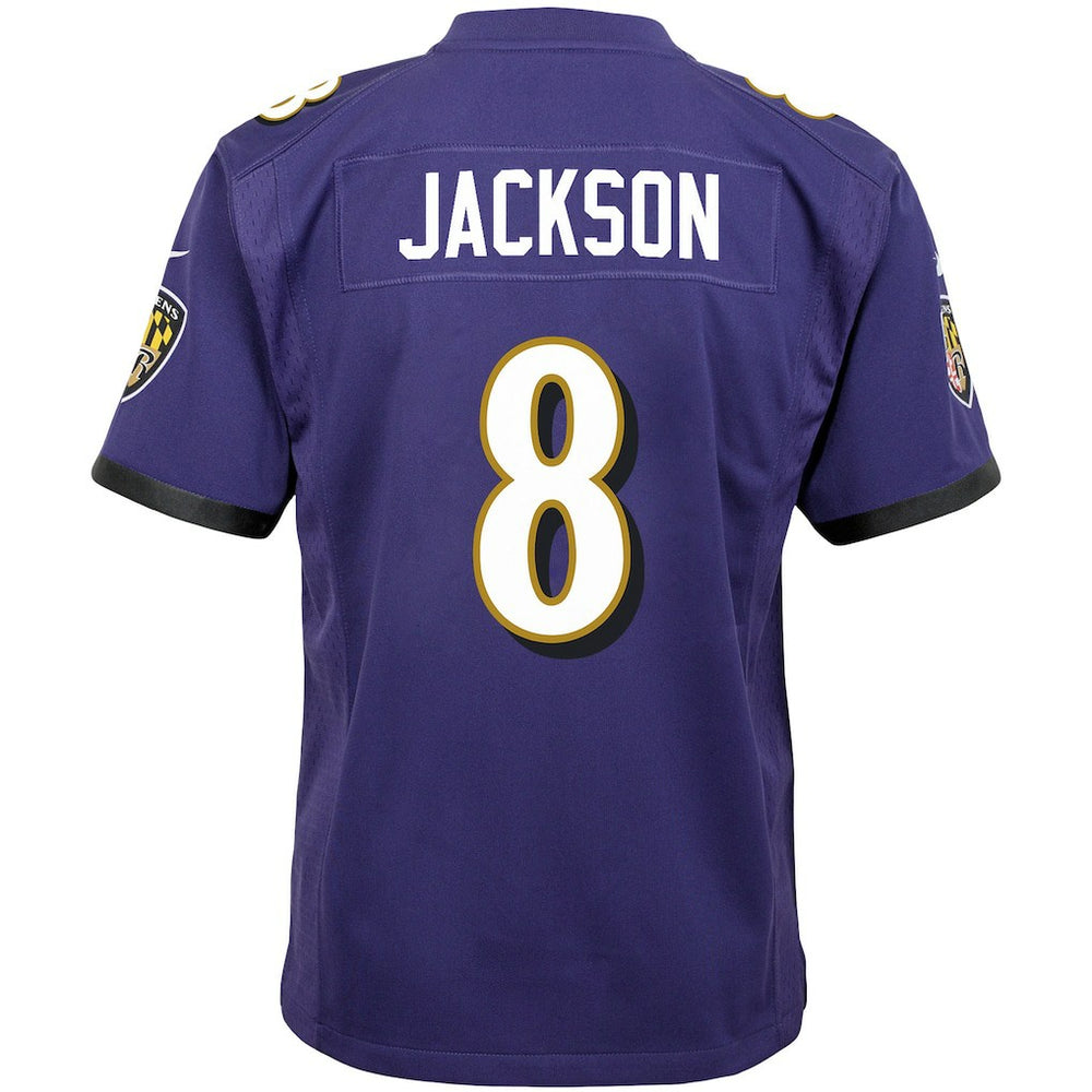 Lamar Jackson Baltimore Ravens Youth Game Jersey Purple
