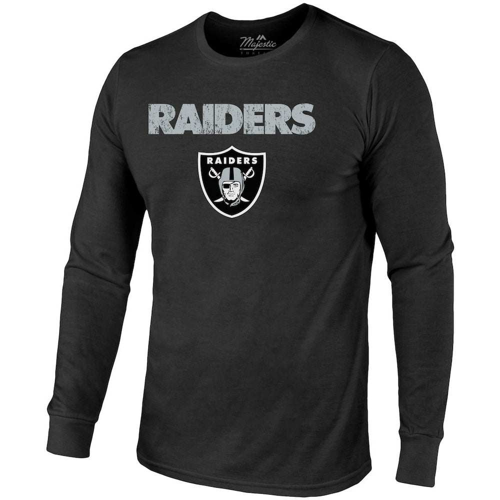 Las Vegas Raiders Majestic Threads Lockup Tri-Blend Long Sleeve T-Shirt Black