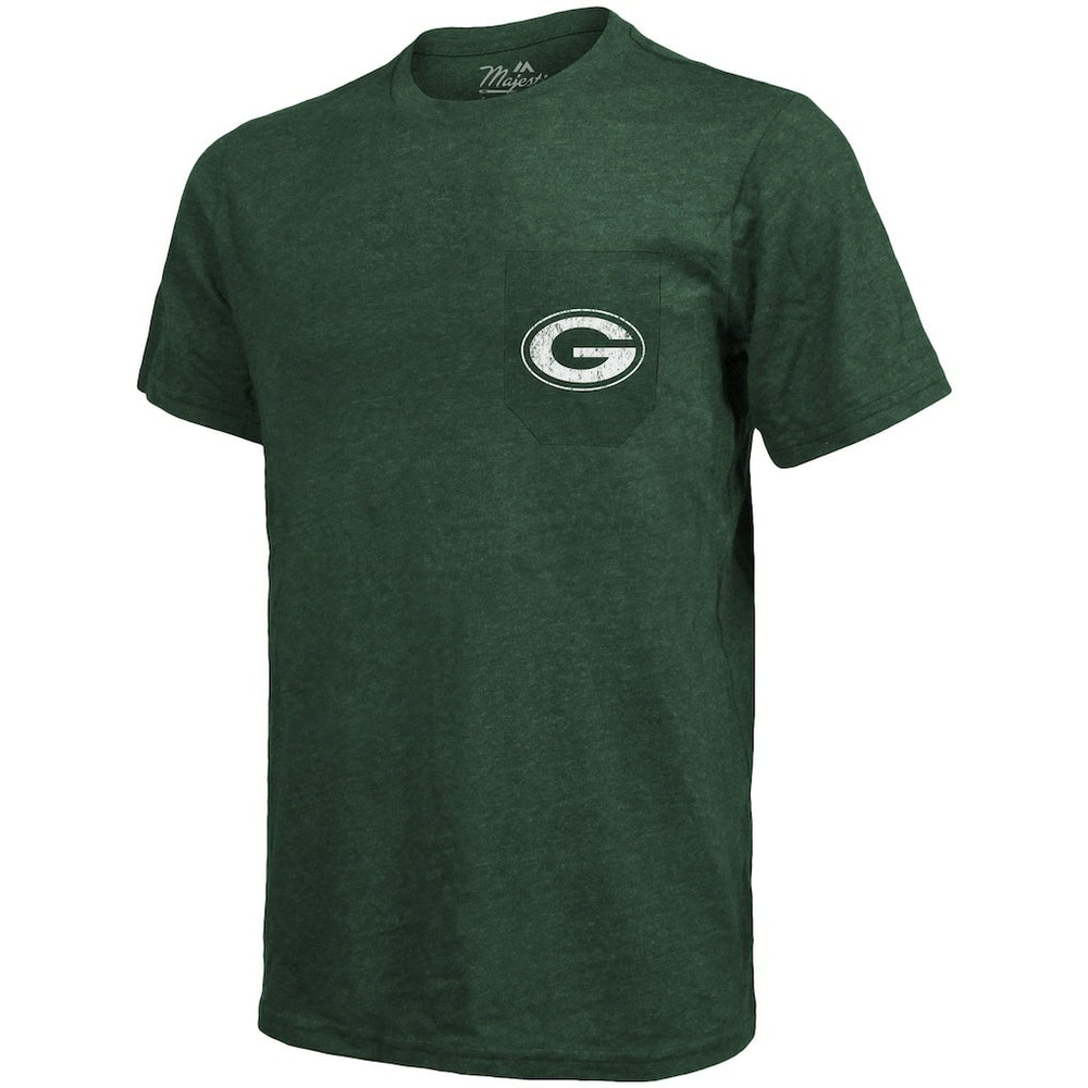 Green Bay Packers Majestic Threads Tri-Blend Pocket T-Shirt Heathered Green