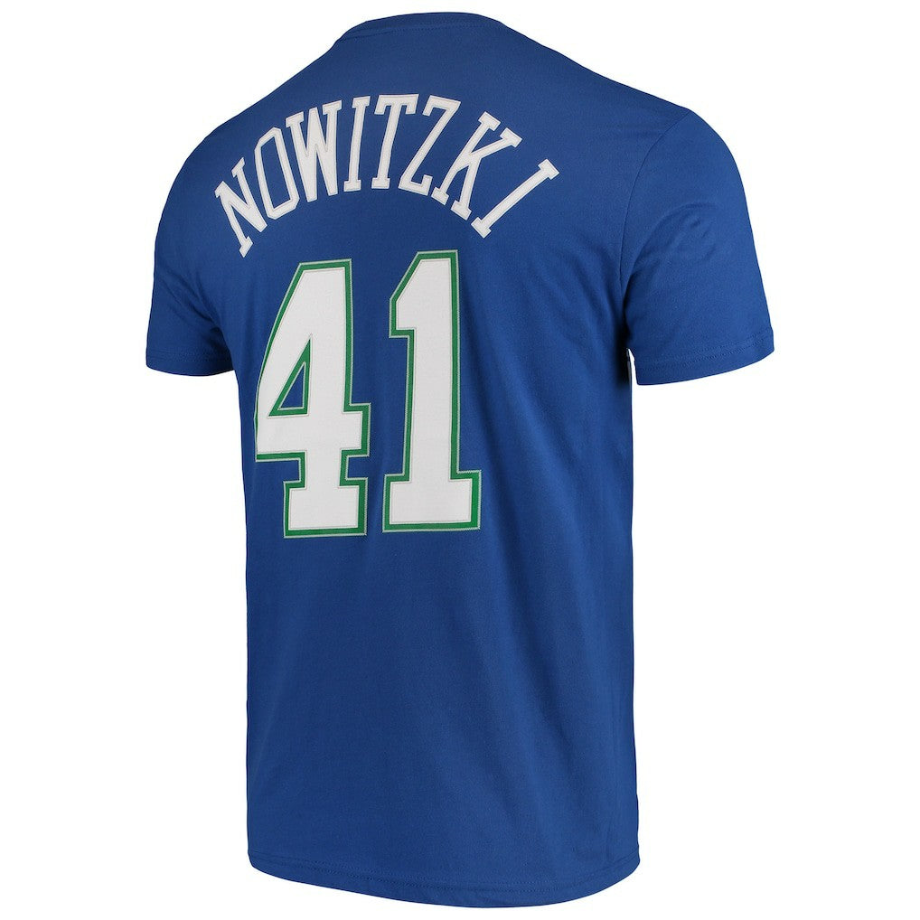 Dirk Nowitzki Dallas Mavericks Hardwood Classics Team Name & Number T-Shirt Blue