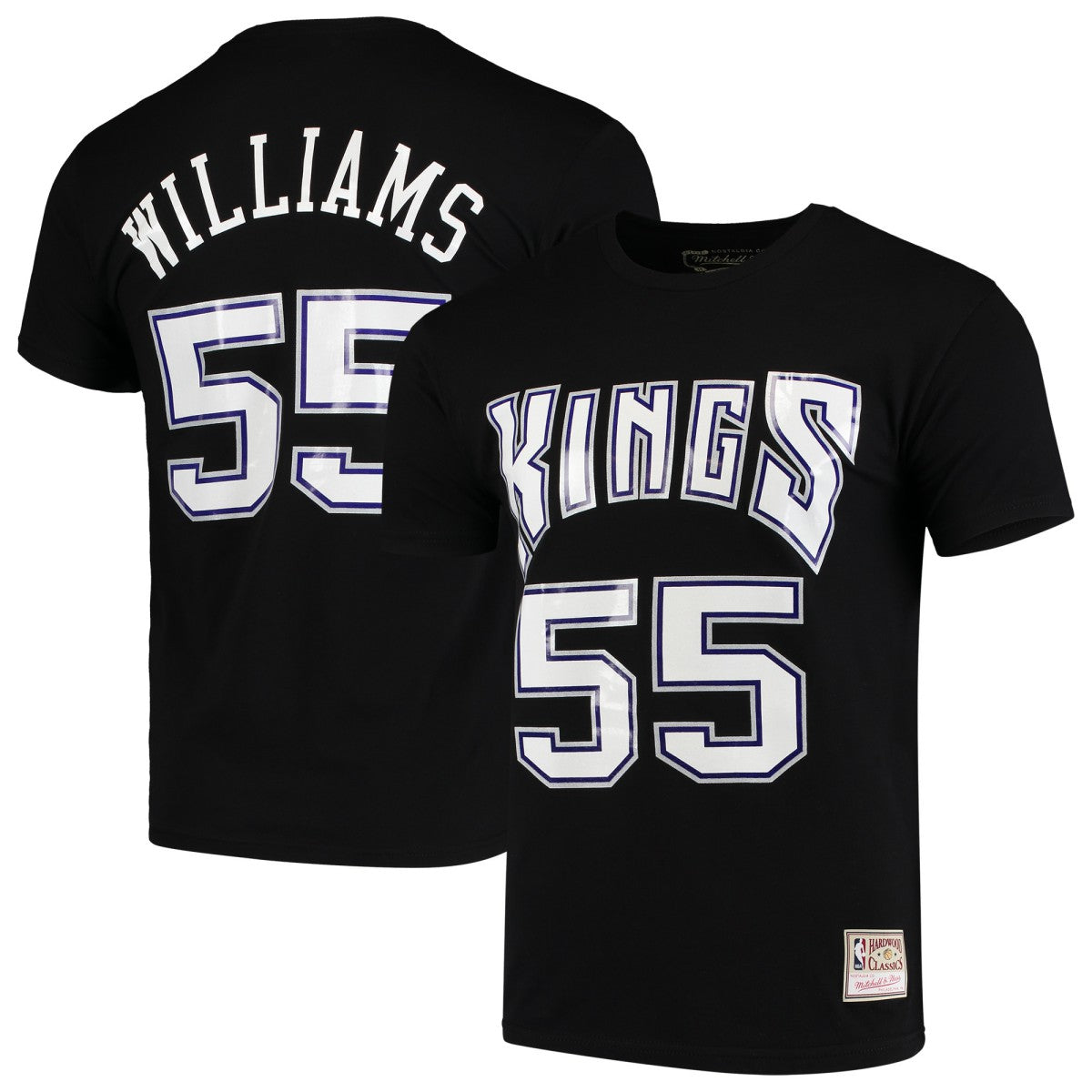 Jason Williams Sacramento Kings Hardwood Classics Team Name & Number T-Shirt Black
