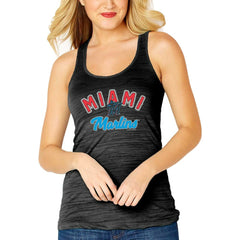 Miami Marlins Soft as a Grape Women's Multi-Count Tri-Blend Tank Top - Black Tanks
