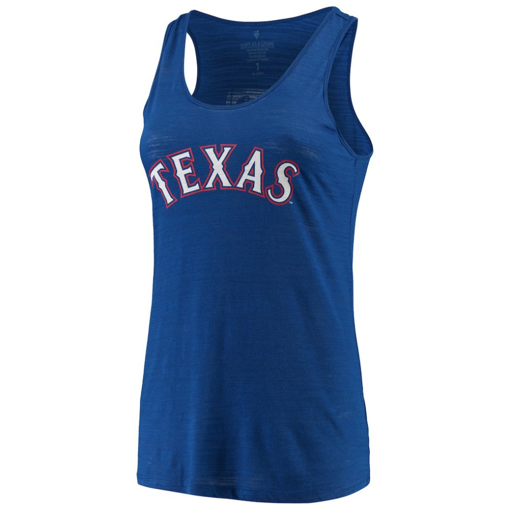 Texas Rangers Soft as a Grape Women's Plus Size Swing for the Fences Racerback Tank Top - Royal Tanks