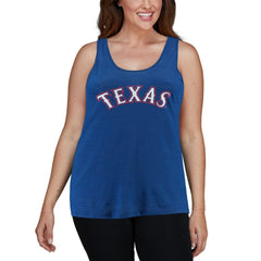 Texas Rangers Soft as a Grape Women's Plus Size Swing for the Fences Racerback Tank Top - Royal Tanks