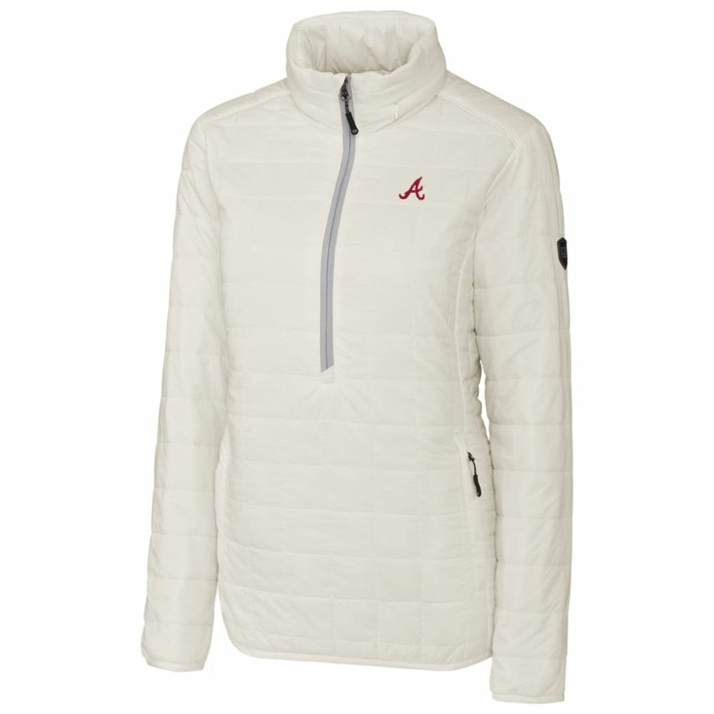 Atlanta Braves Cutter & Buck Women's Rainier Half-Zip Popover Jacket - White Jackets