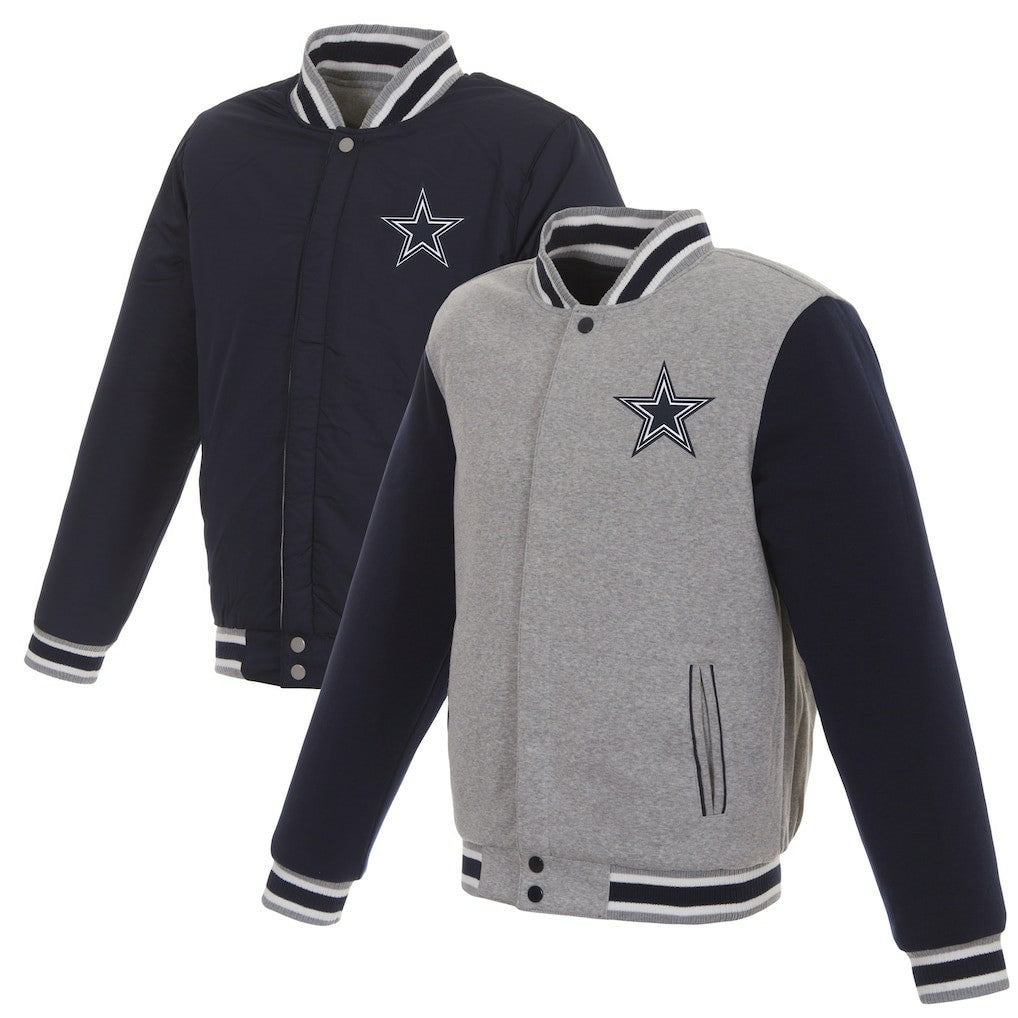 Dallas Cowboys JH Design Reversible Two Tone Fleece Jacket Gray/Navy