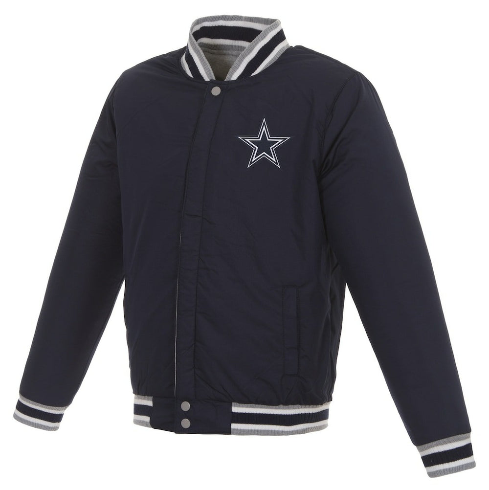 Dallas Cowboys JH Design Reversible Two Tone Fleece Jacket Gray/Navy