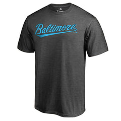 Baltimore Orioles Blue Wordmark T-Shirt - Heathered Charcoal T-shirts