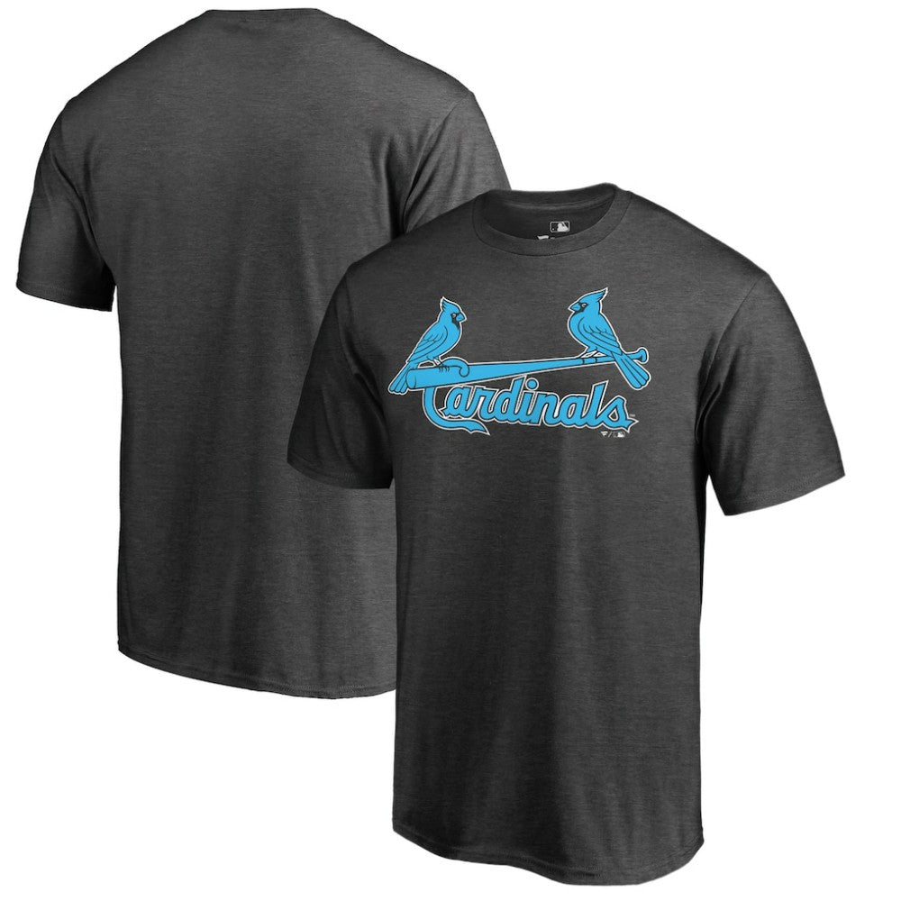 St. Louis Cardinals Blue Wordmark T-Shirt - Heathered Charcoal T-shirts