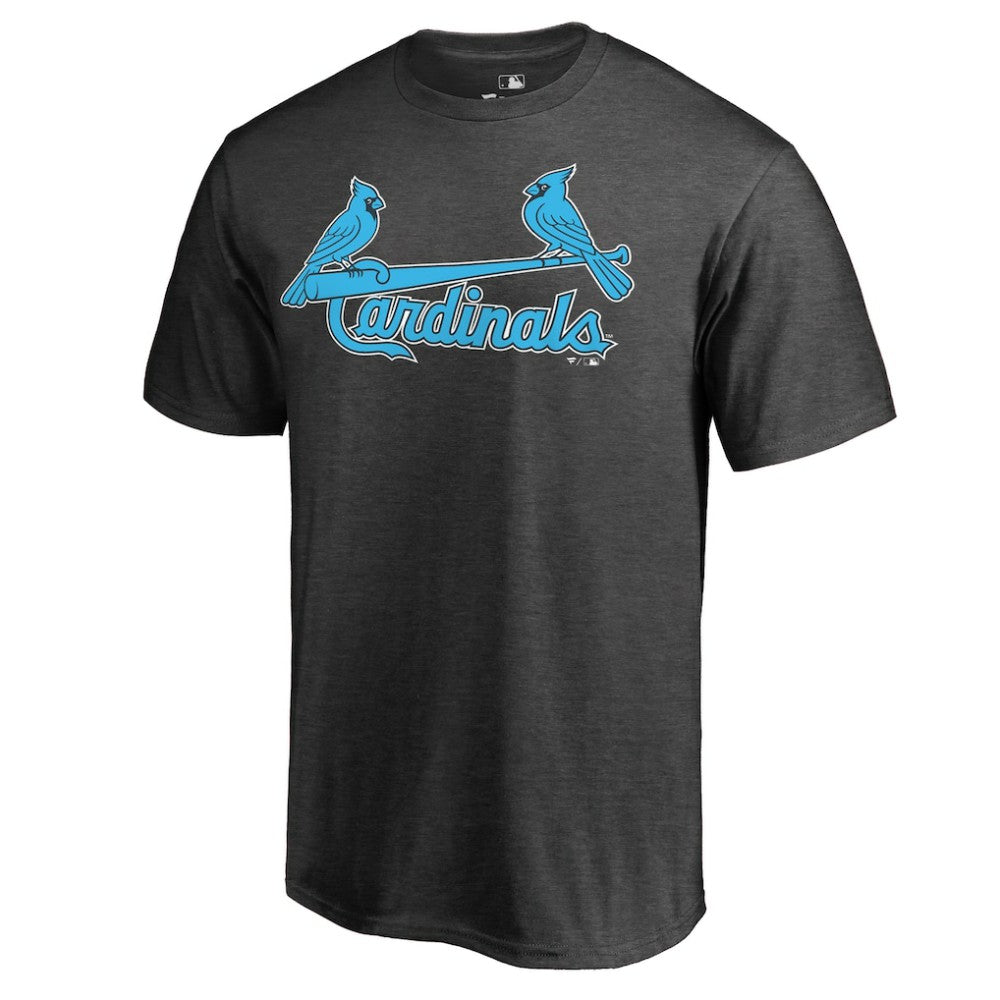 St. Louis Cardinals Blue Wordmark T-Shirt - Heathered Charcoal T-shirts