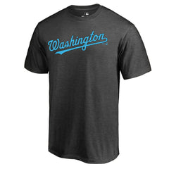 Washington Nationals Blue Wordmark T-Shirt - Heathered Charcoal T-shirts