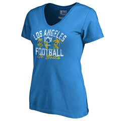 Los Angeles Chargers Women's Hometown Collection LA Football V-Neck T-Shirt Powder Blue