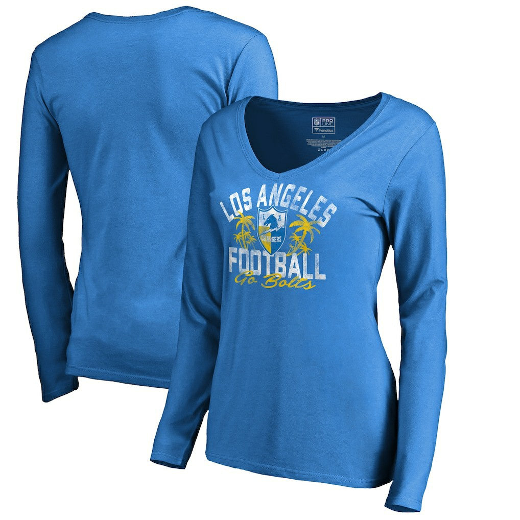 Los Angeles Chargers Women's Hometown Collection LA Football Long Sleeve T-Shirt Powder Blue