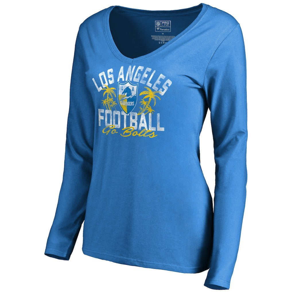 Los Angeles Chargers Women's Hometown Collection LA Football Long Sleeve T-Shirt Powder Blue