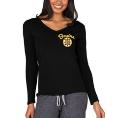 NHL Boston Bruins Concepts Sport Women's Marathon Knit Long Sleeve V-Neck Top - Black